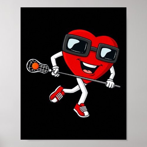 Valentines Day Heart Holding Lacrosse Stick Boys G Poster