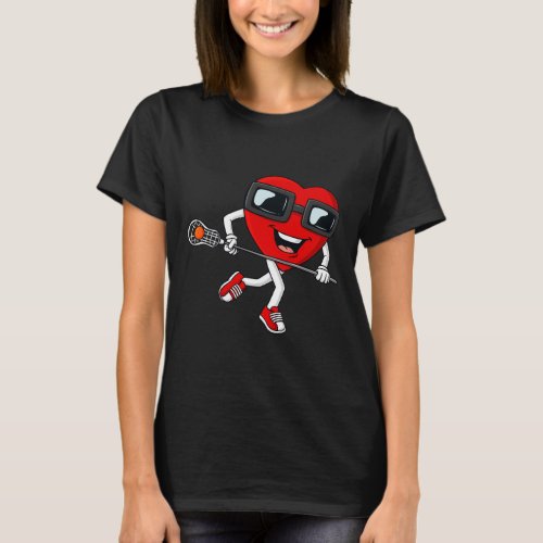 Valentines Day Heart Holding Lacrosse Stick Boys G T_Shirt
