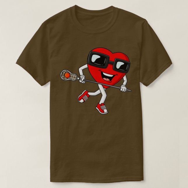 Valentines Day Heart Holding Lacrosse Stick Boys G T-Shirt (Design Front)