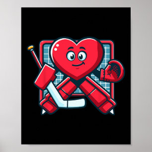 Valentine's Day Heart Ice Hockey Goalie Player  Poster