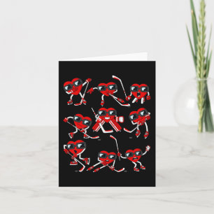 Valentines Day Heart Ice Hockey Player Fun Boys Ki Card