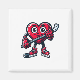 Valentine's Day Heart Ice Hockey Player Sports  Magnet