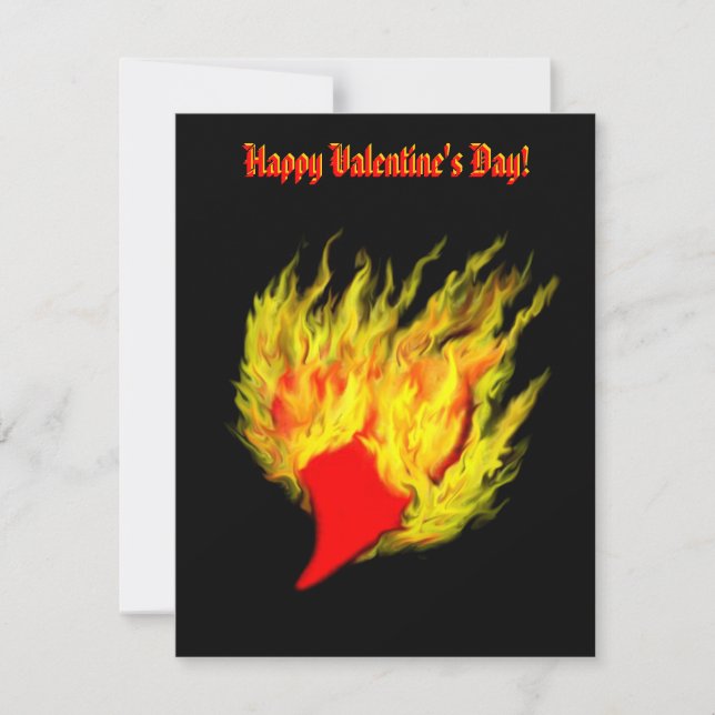 Valentine's Day -  heart in flame Holiday Card (Front)