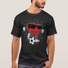 Valentine's Day Heart Kicking A Soccer Ball Cool T-Shirt
