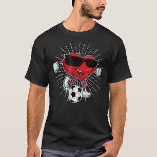 Valentine's Day Heart Kicking A Soccer Ball Cool   T-Shirt