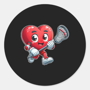 Valentine's Day Heart Lacrosse Team Player Sports  Classic Round Sticker