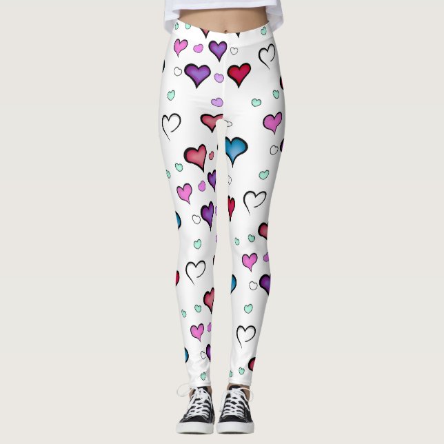 Valentine's Day heart  Leggings (Front)