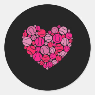 Valentine's Day Heart Love Baseball Men Women Boys Classic Round Sticker