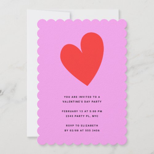Valentines Day Heart Modern Pink and Red Invitation