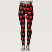 Cute Valentines Day Red Heart Leggings