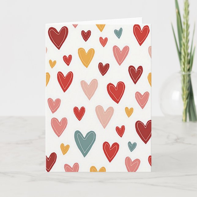 Valentines Day Heart Pattern Card (Front)