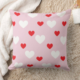 Valentine's Day Heart Pattern Pink Red White Throw Pillow