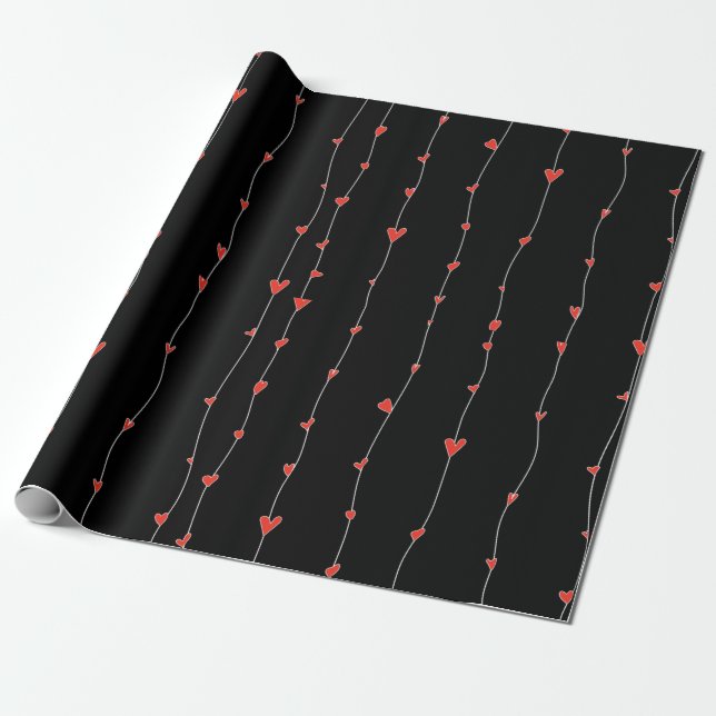 Valentines day heart pattern wrapping paper (Unrolled)