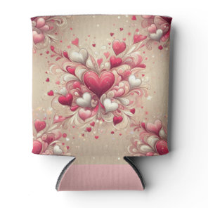 valentine's day heart patterned can cooler