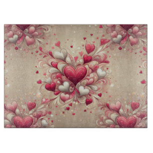 valentine's day heart patterned cutting board