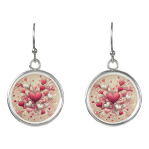 valentine's day heart patterned earrings