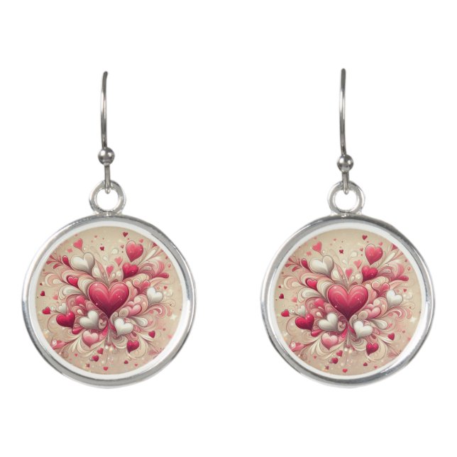 valentine's day heart patterned earrings (Front)