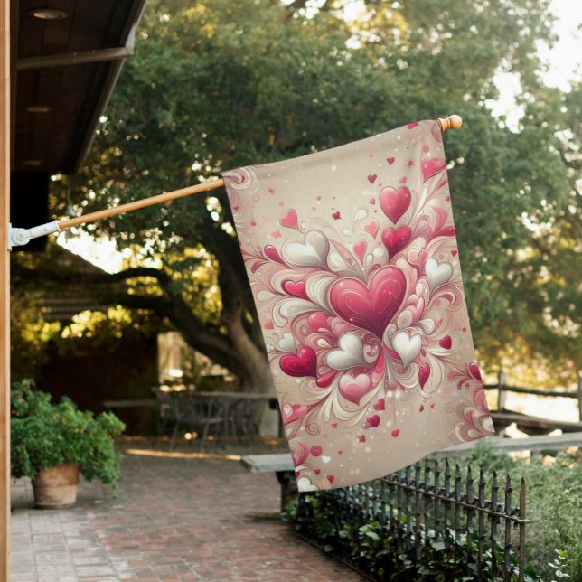 valentine's day heart patterned house flag (In SItu)
