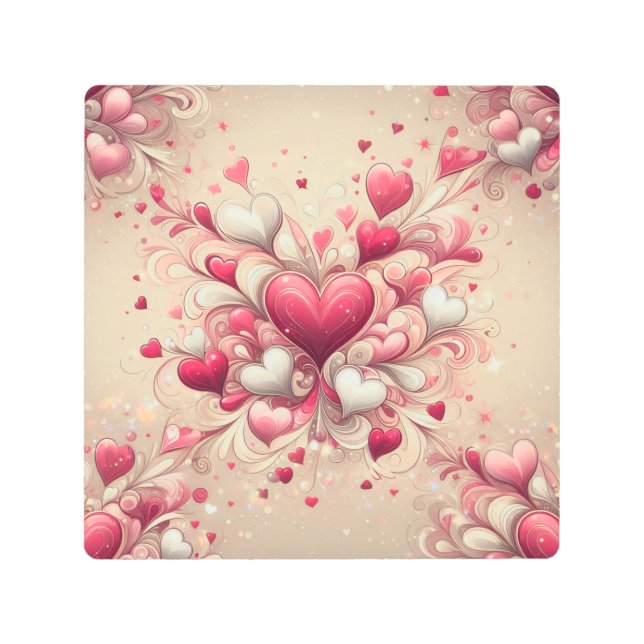valentine's day heart patterned metal print (Front)