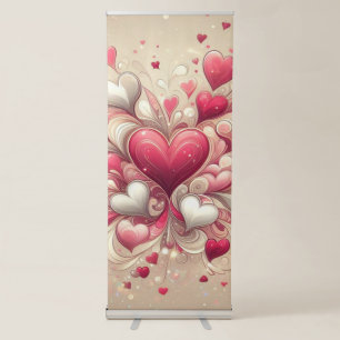 valentine's day heart patterned retractable banner