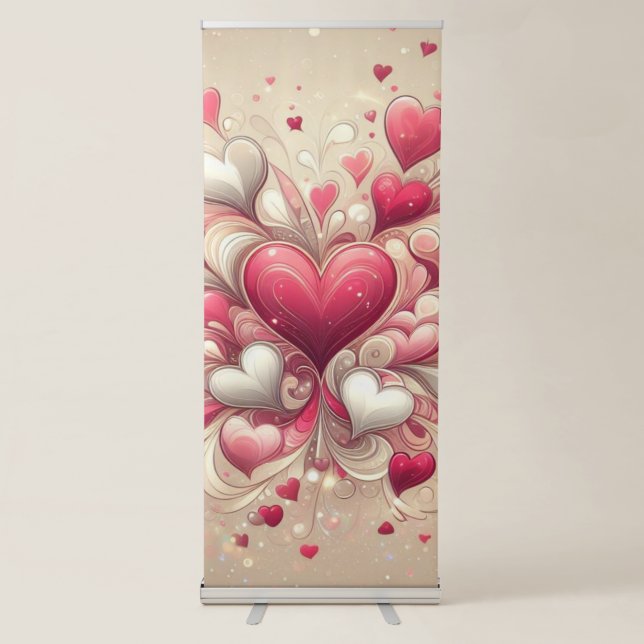 valentine's day heart patterned retractable banner (Front)