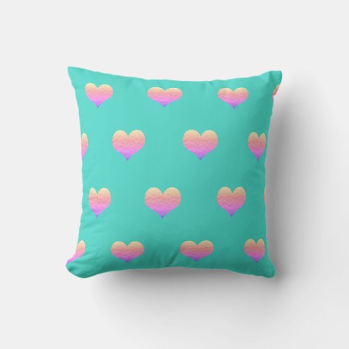 Valentines Day Heart Patterns Pink Turquoise Teal Outdoor Pillow