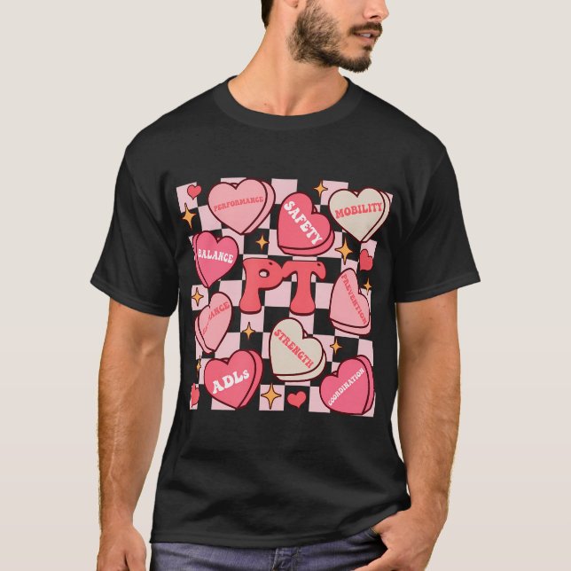 Valentines Day Heart Pediatric Pt Therapist Physic T-Shirt (Front)