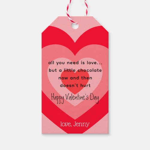 Valentines Day Heart Personalized Chocolate Gift Tags