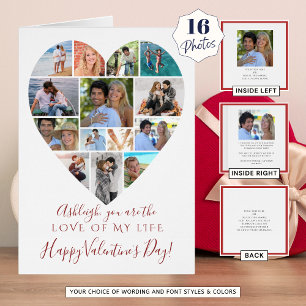 Valentines Day Heart Photo Collage Custom Text Cards