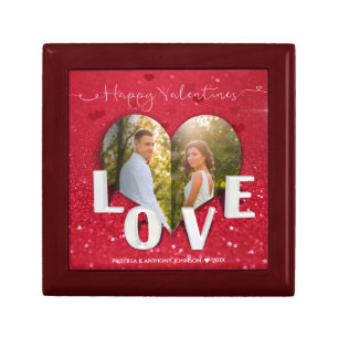 Valentine's Day Heart Photo Glitter Tile Gift Box