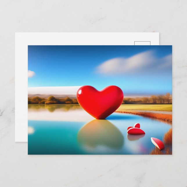 Valentine's Day Heart Pink Background Postcard (Front/Back)