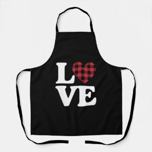 Valentines Day Heart Plaid Love  Apron