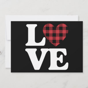 Valentines Day Heart Plaid Love Invitation