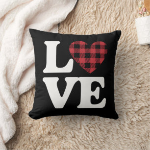 Valentines Day Heart Plaid Love Throw Pillow