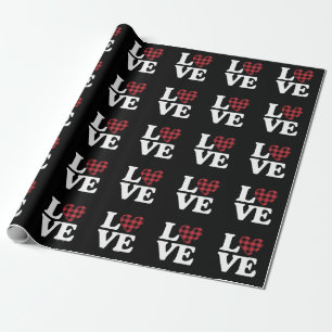 Valentines Day Heart Plaid Love Wrapping Paper