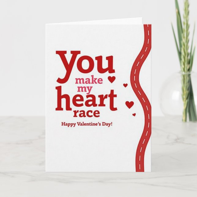 Valentines Day Heart Race Card (Front)