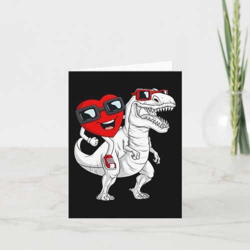 Valentines Day Heart Riding Dinosaur T Rex Fun Boy Card