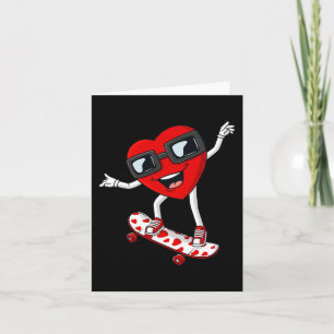 Valentines Day Heart Riding Skateboard Boys Kids T Card