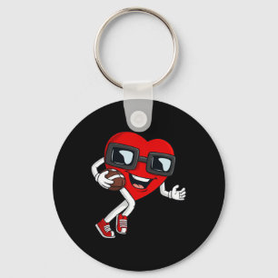 Valentines Day Heart Running With A Football Boys  Keychain