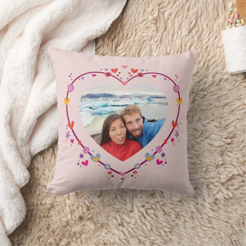 Valentines Day Heart Shape Photo Throw Pillow