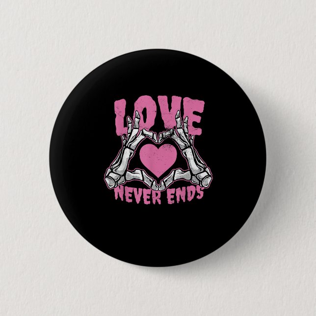 Valentines Day Heart Skeleton Hands Heart Button (Front)