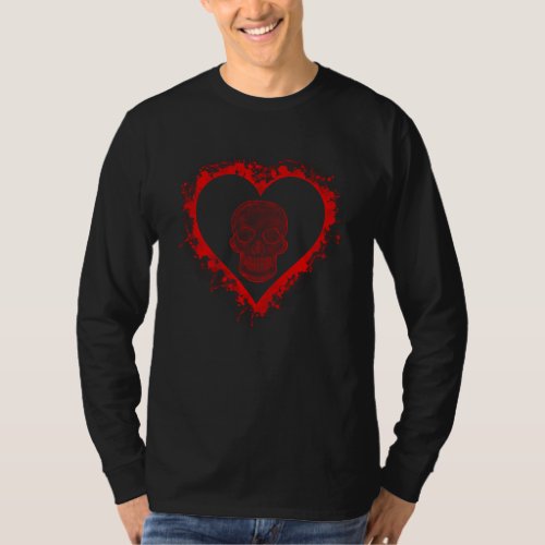 Valentines Day Heart Skull Lover Skeleton Bone T_Shirt