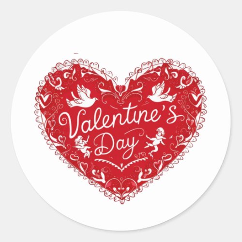 Valentines Day Heart Sticker Label