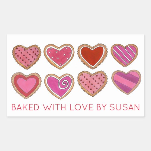 Valentines Day Heart Sugar Cookies Baked By Rectangular Sticker