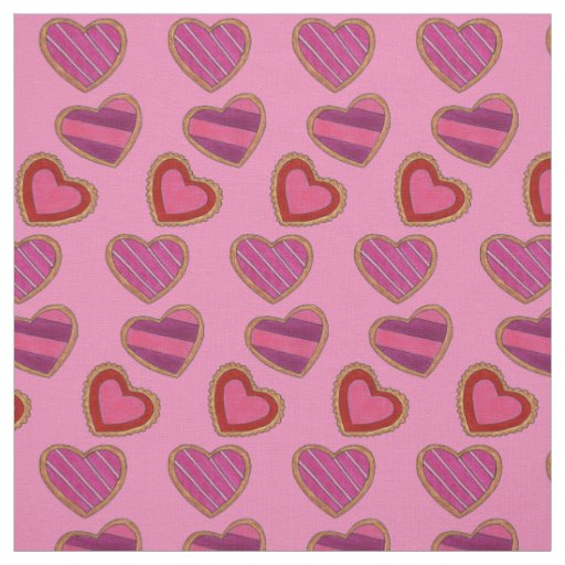 Valentine's Day Heart Sugar Cookies Pink Red Fabric