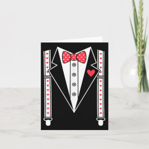 Valentines Day Heart Suspender Bow Tie Costume Cut Card