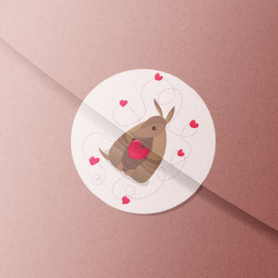 Valentine's Day Heart Texas Armadillo Classic Round Sticker
