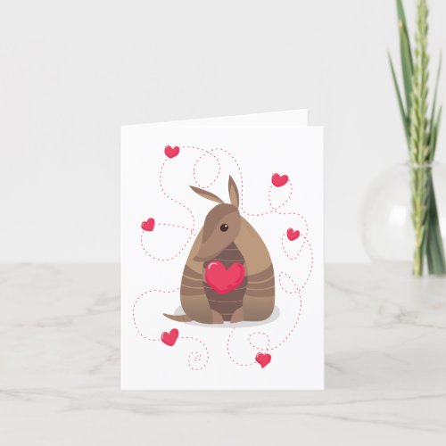 Valentines Day Heart Texas Armadillo Holiday Card