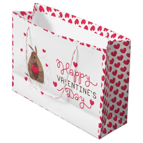 Valentines Day Heart Texas Armadillo Large Gift Bag
