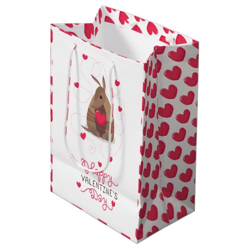Valentines Day Heart Texas Armadillo Medium Gift Bag